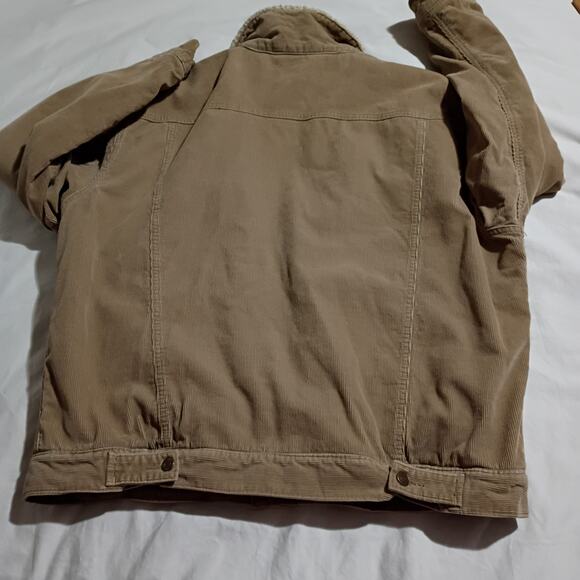 Old Navy Vintage Men's XL Corduroy Sherpa Lined Jacket Tan Easy Care Snap-Front - Picture 6 of 11